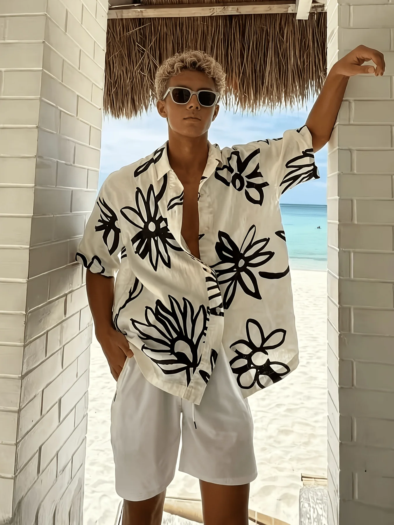 Vintage Hawaiian Floral Shirt - قميص هاواي رجالي كبير الحجم بنقشة