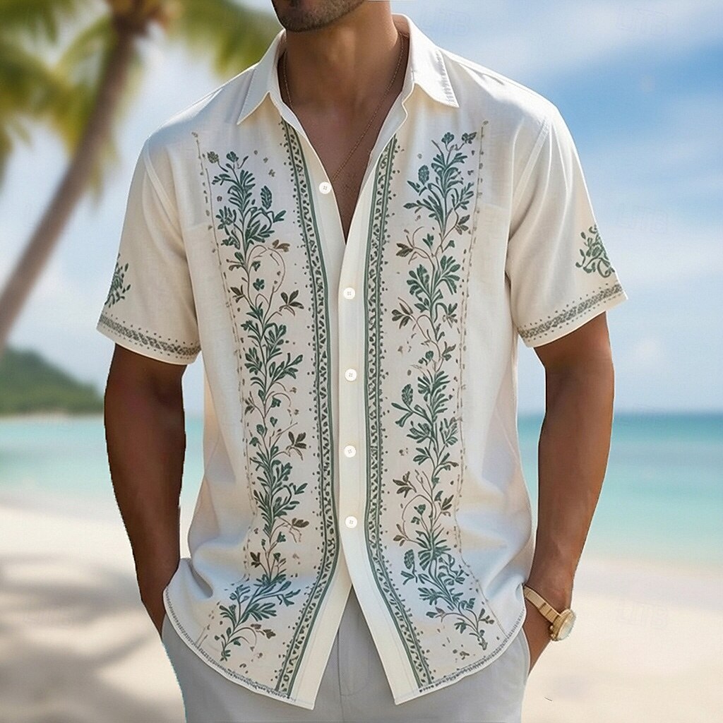 Vintage Hawaiian Floral Shirt - قميص هاواي رجالي بطباعة ثلاثية الأبعاد