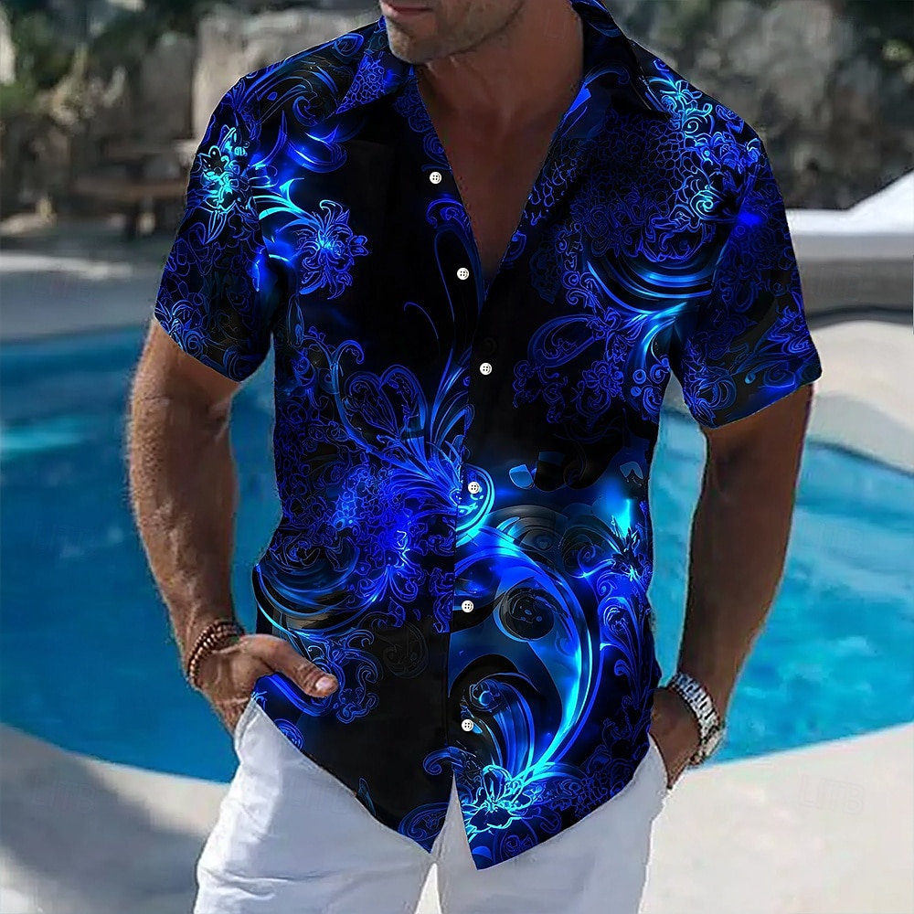 الرجال الأزهار طباعة النيون تو - مراجعة Vintage Hawaiian Floral Shirt وسعره