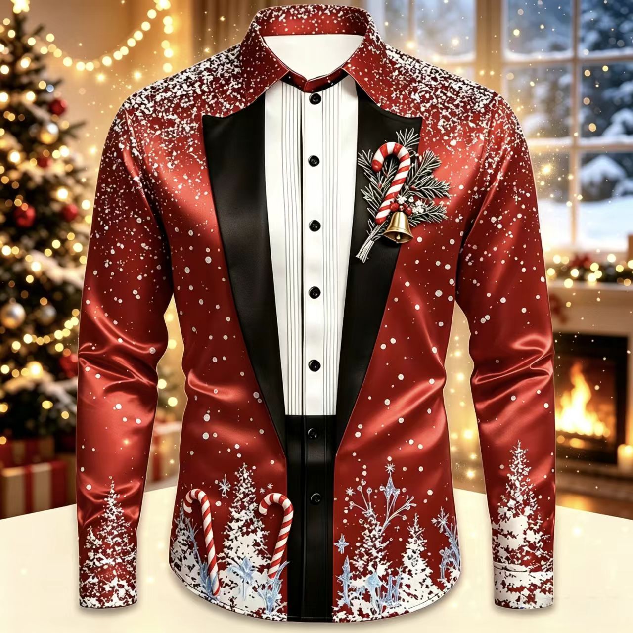 Men Christmas Satin Long Sleev - مراجعة Mens Satin Silk Dress Shirt وسعره
