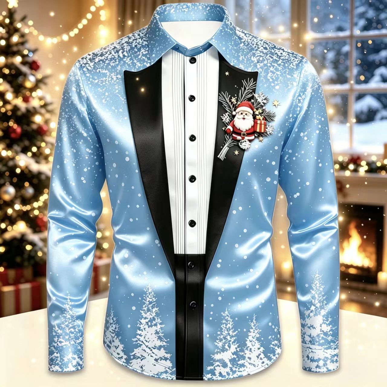 Men Christmas Satin Long Sleev - مراجعة Mens Satin Silk Dress Shirt وسعره