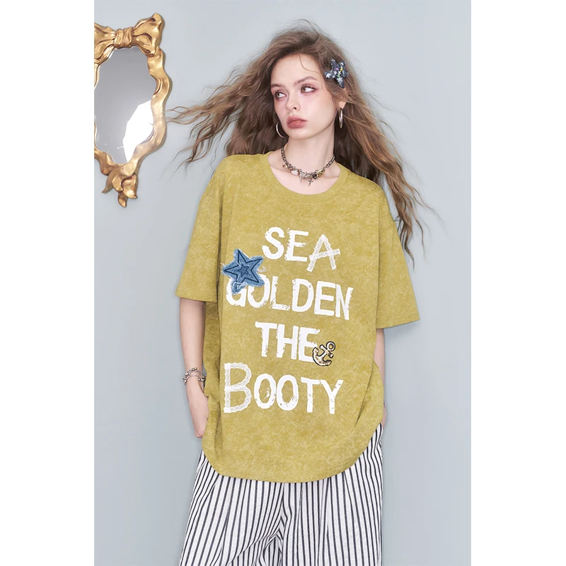 تي شيرت ELFSACK بتصميم جرافيك  - مراجعة Acid Wash Vintage Graphic T Shirt وسعره
