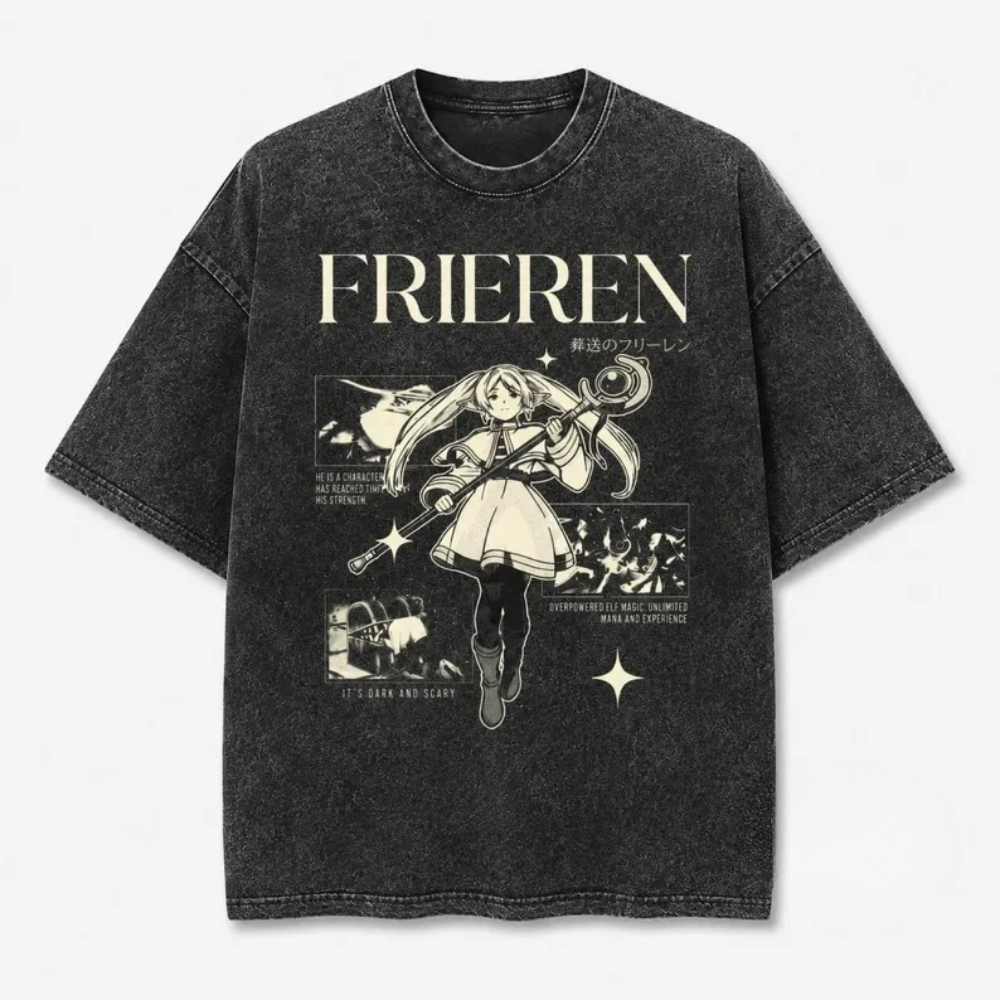 تي شيرت فضفاض بتصميم أنمي فرير - مراجعة Acid Wash Vintage Graphic T Shirt وسعره