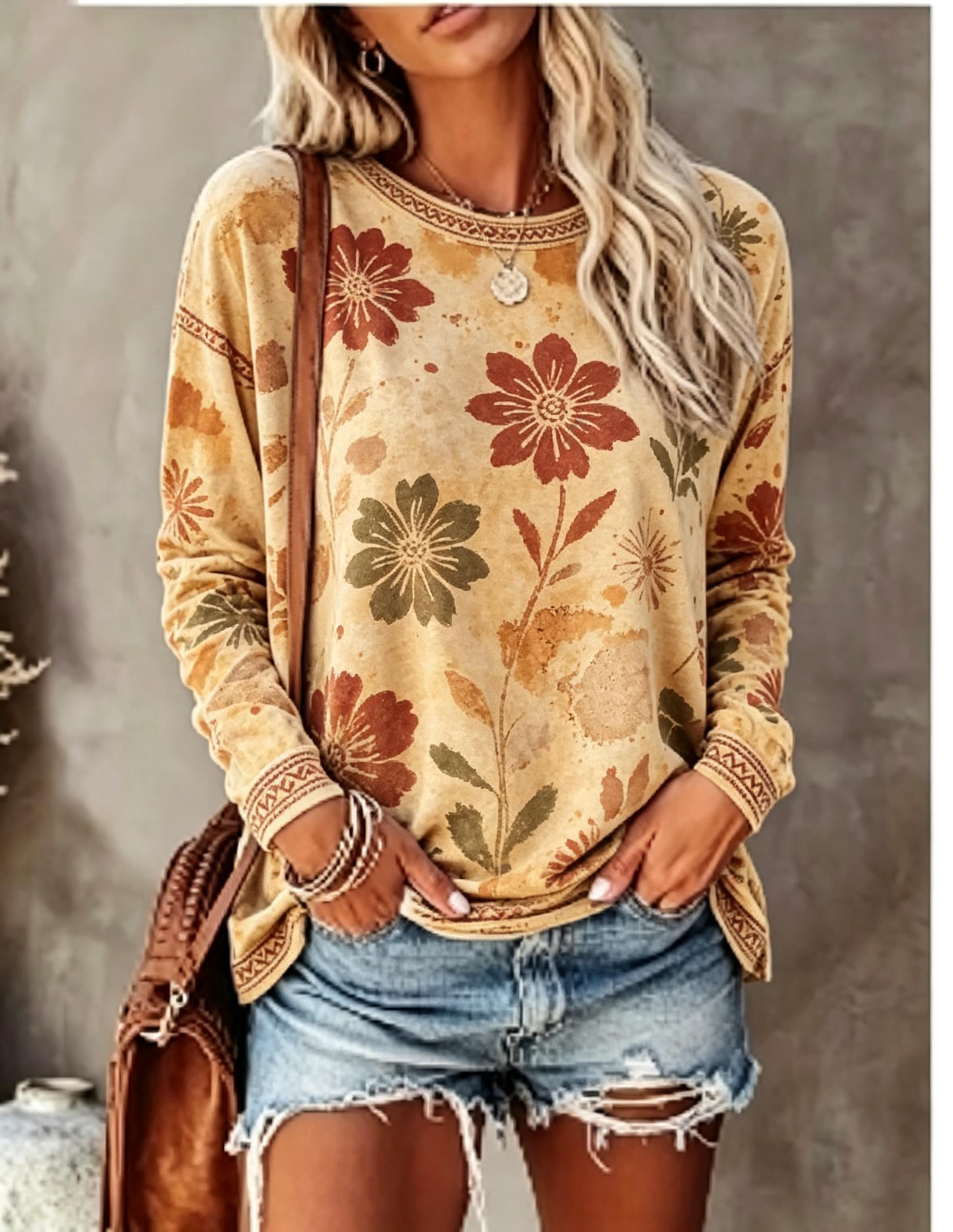 تي شيرت نسائي برقبة دائرية وأك - مراجعة T-Shirts وسعره